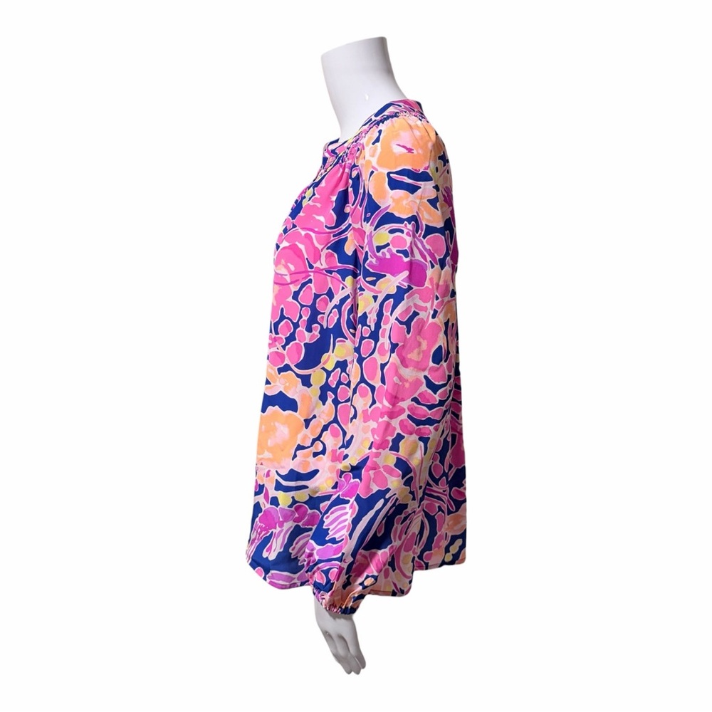 Lilly Pulitzer Elsa Silk Blouse Catch and Release Size Small Cape COD - Picture 4 of 9